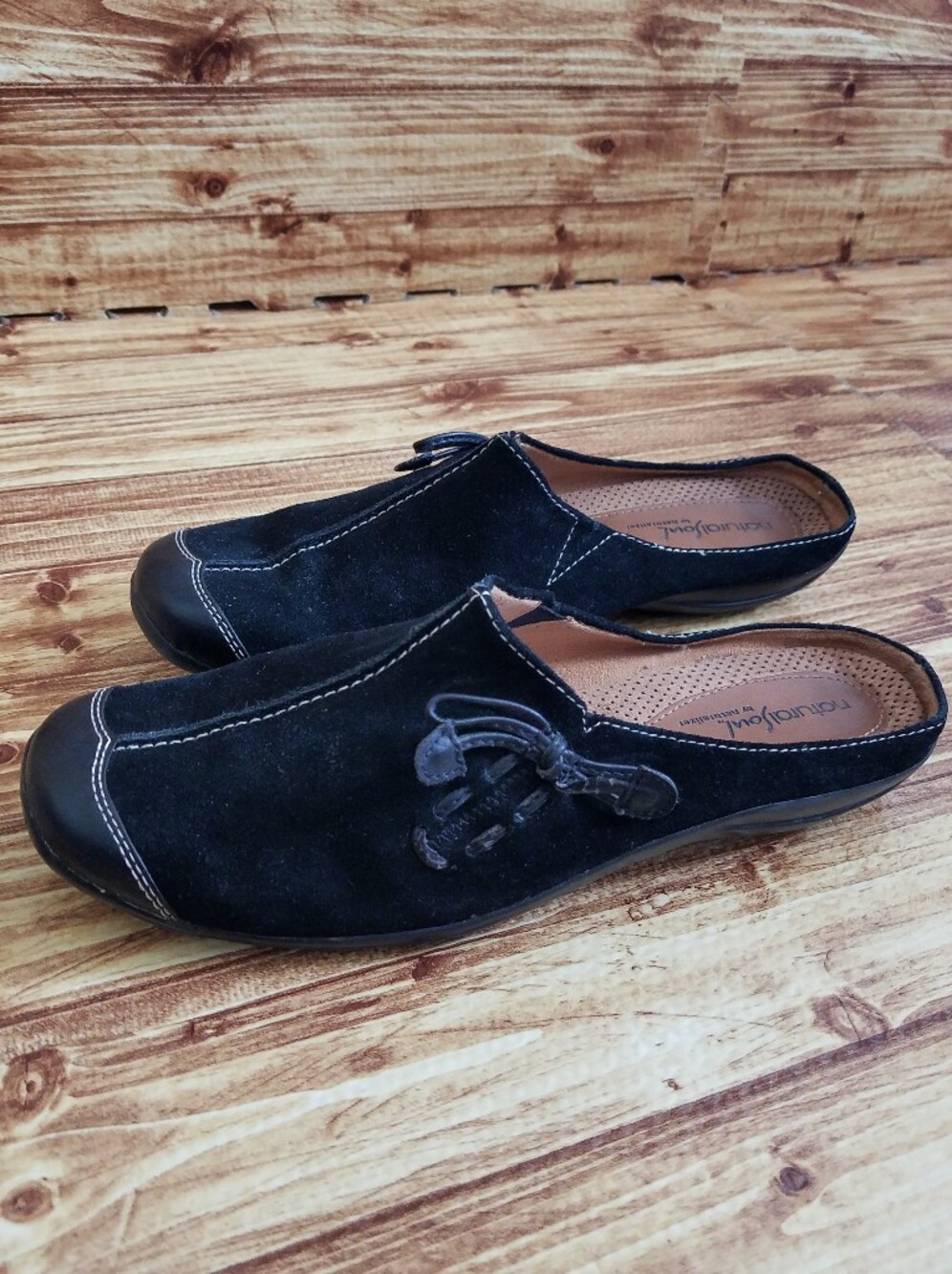 Natural Soul Women's Black Slip-On Loafers Fanner Size 9.5 Half Leather